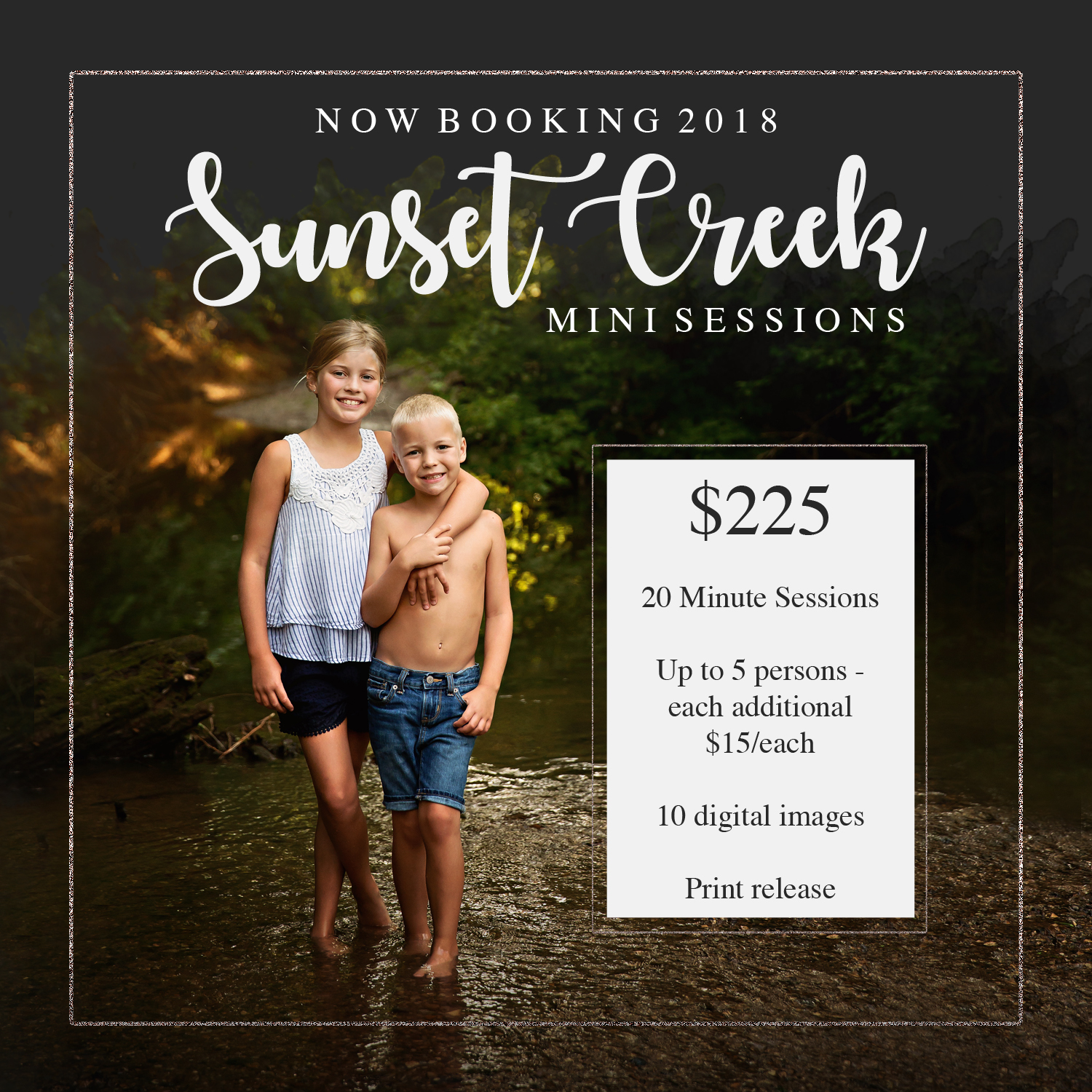 Additional Openings for 2018 Sunset Creek Mini Sessions