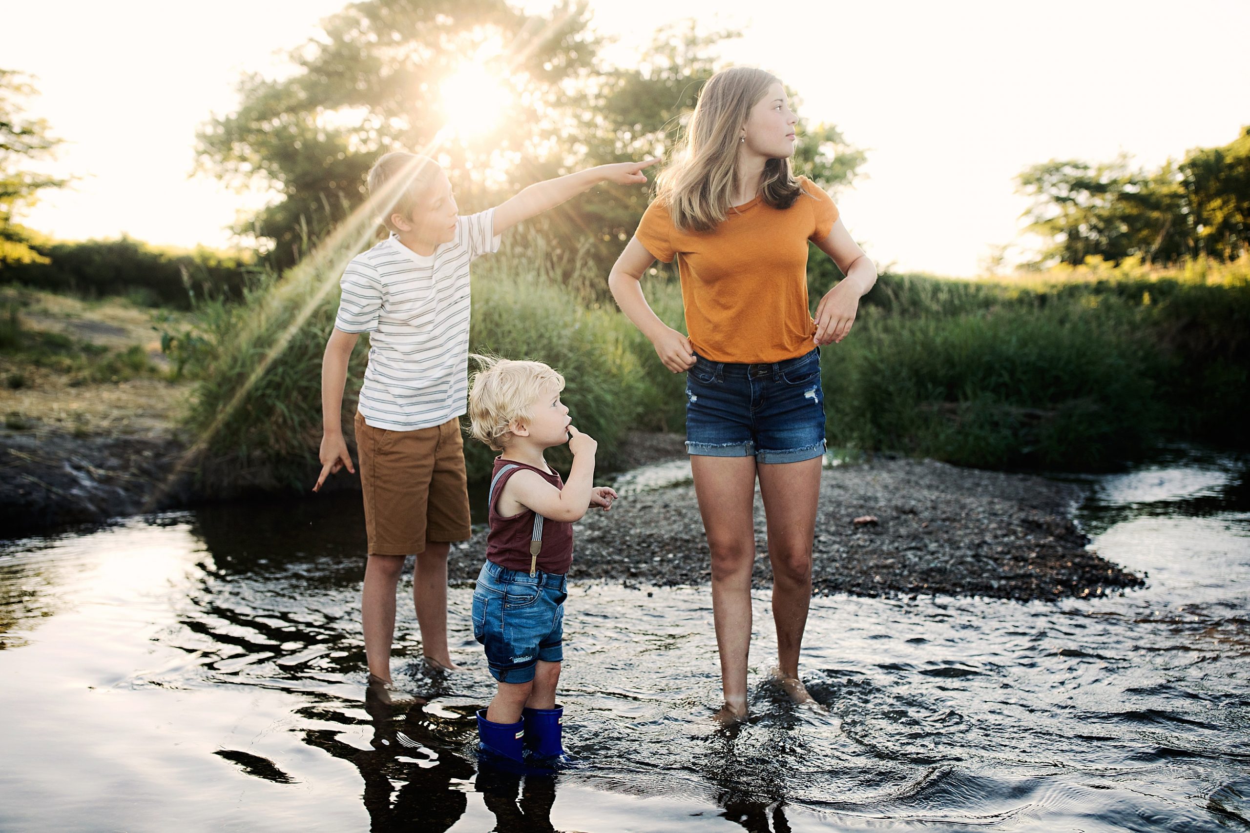 Sunset Creek Sessions with My Babies | Central IL Creek Mini Session Photographer